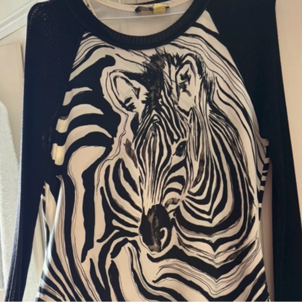 Authentic Roberto Cavalli Black & White Zebra Motif Long Sleeve Knit Dress - Picture 3 of 14